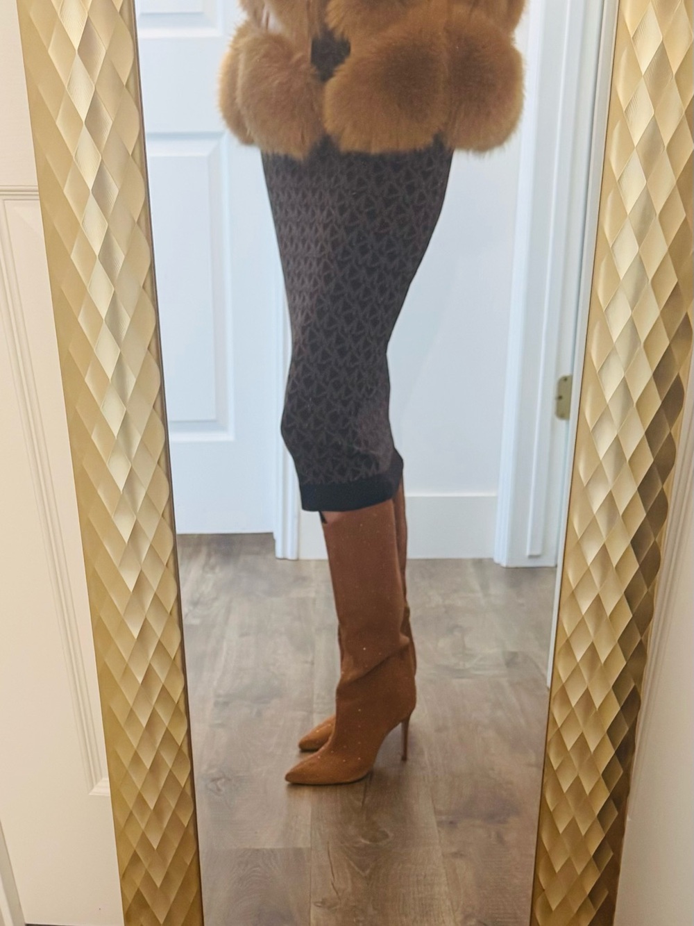 Michael Kors Brown Knit Logo Skirt